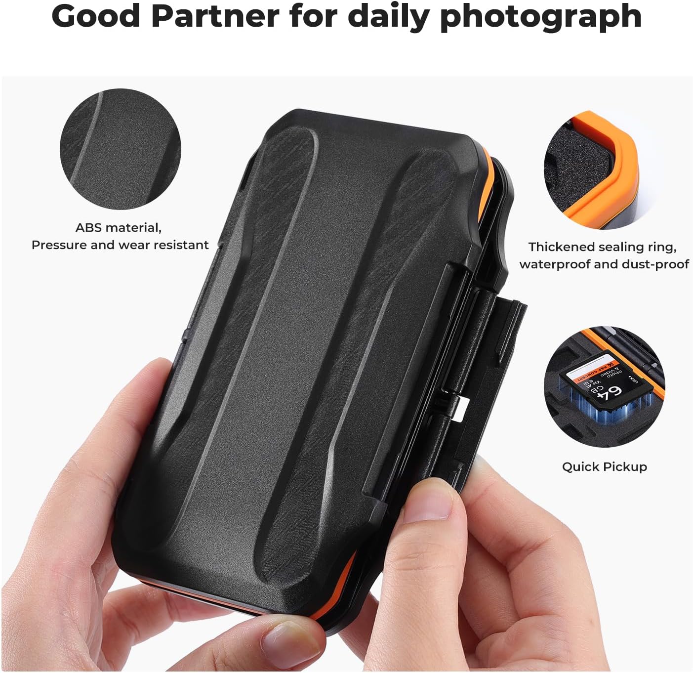 K&F CONCEPT 36 Slots SD Micro SD Memory Card Case, Water-Resistant SD Card Holder, Anti-Shock Card Carrying Storage Box for 24 Micro SD SDXC SDHC TF Cards and 12 SD SDXC SDHC Cards
