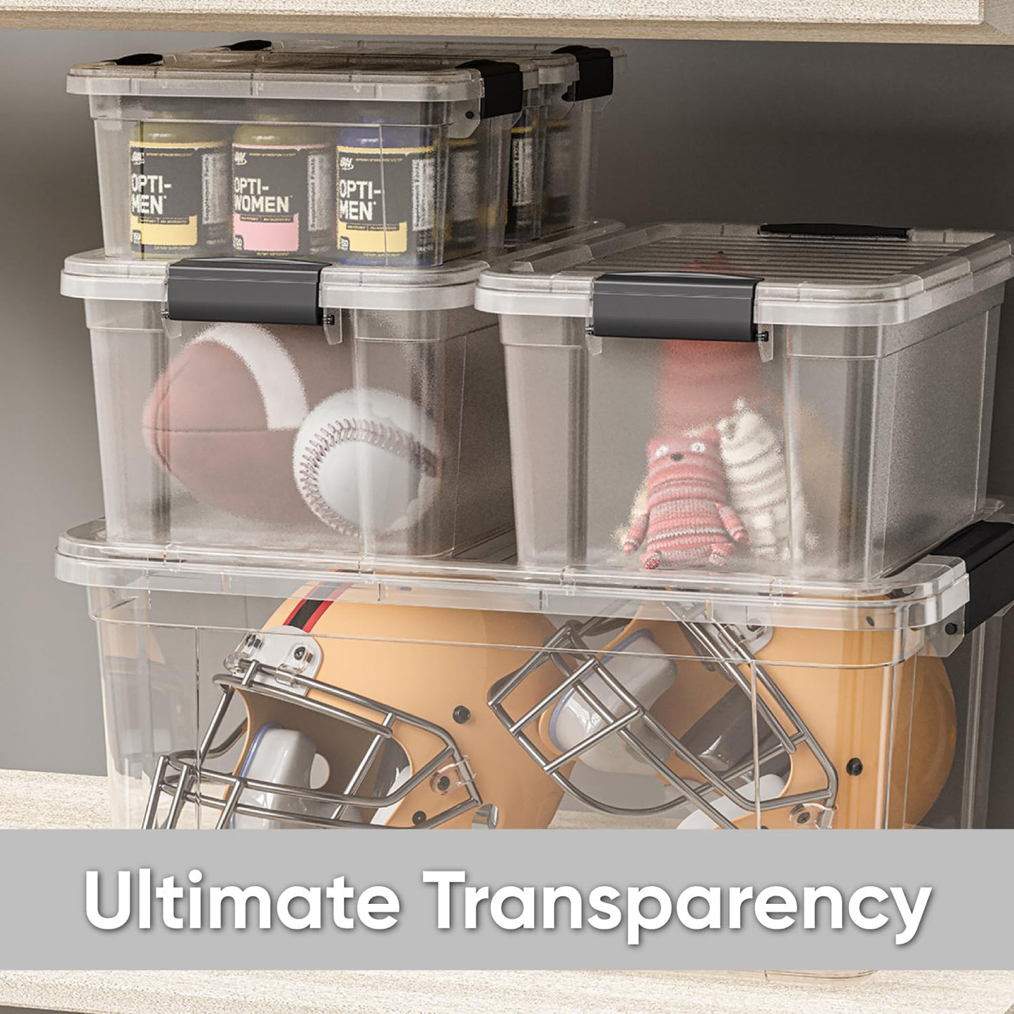 Superio Clear Storage Boxes with Lids, 11 Quart Plastic Container Bins for Organizing, Stackable Crates, BPA Free, Non Toxic, Odor Free, Organizers for Home, Office and Dorm, 8 Pack