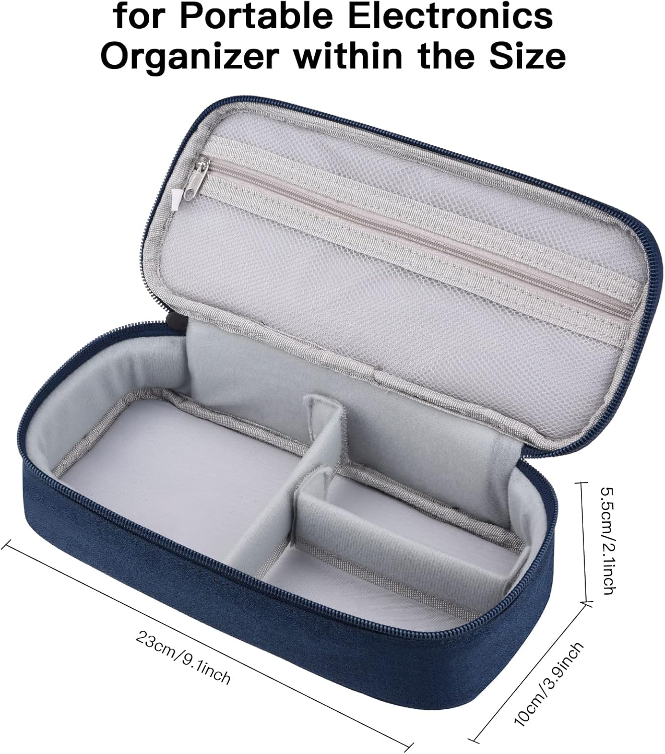 Electronics Organizer Travel Case, Carrying Pouch Bag for Travel Essentials, for Cable, Charging Cord, External Hard Drive, Portable Power Bank (Navy Blue)