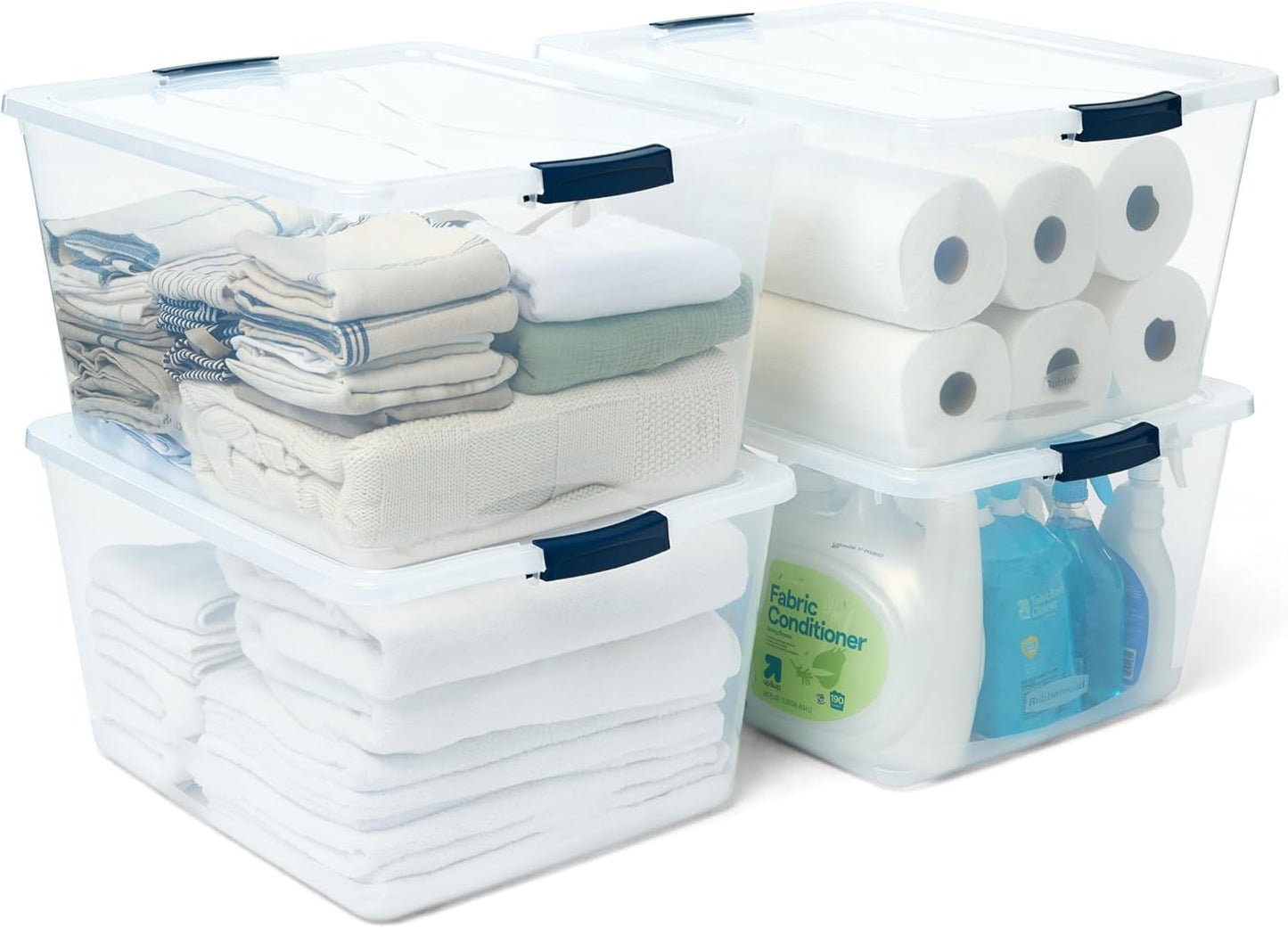 Rubbermaid Cleverstore 71 Qt Clear Storage Bins with Lids, 4-Pack, Stackable, BPA-Free, Made in USA