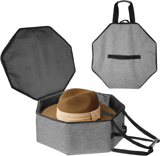 Boczif Hat Storage Box for Women and Men, Hat Storage bag for Travel Collapsible, Cowboy Hat Case with Handle, Hat Organizer Container Large Cap Bag for Carry (Grey)