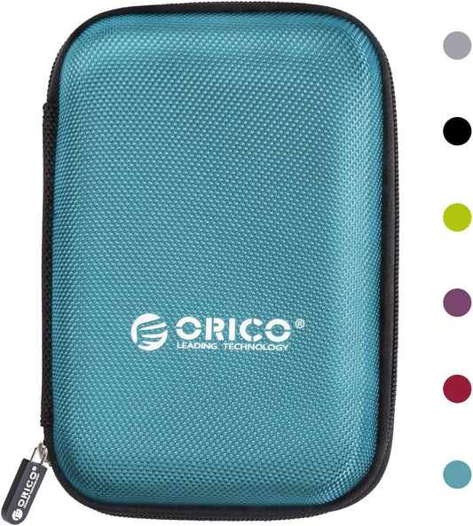 ORICO Hard Drive Case 2.5 inch External Drive Storage Carrying Bag Waterproof Shockproof with Inner Size 5.5x3.5x1.0inch for Organizing HDD and Electronic Accessories, Blue(PHD-25)