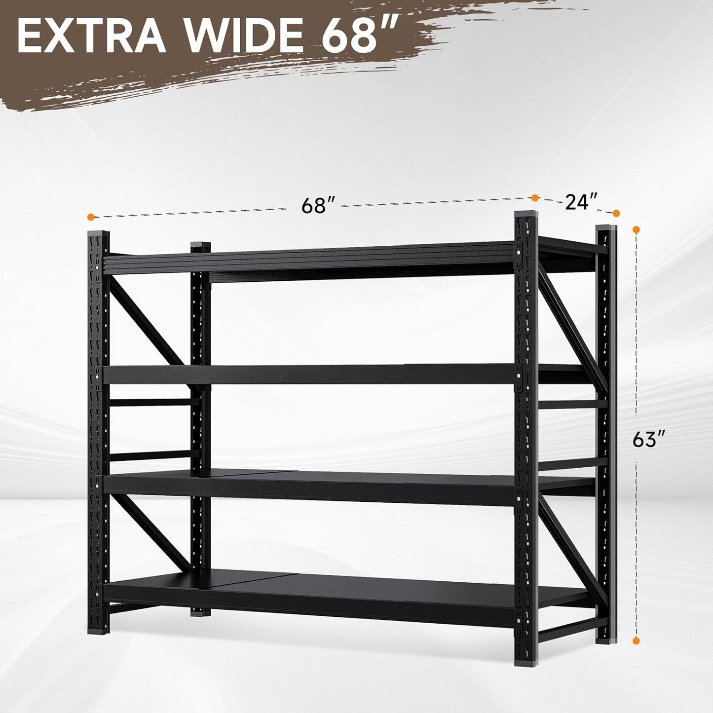 8000LBS Metal Garage Shelving Unit 68" W Storage Shelves Heavy Duty 4 Tier Adjustable Garage Storage Racks Industrial Shelving Utility Rack Shelf for Warehouse/Basement 68" Wx24 Dx63 H