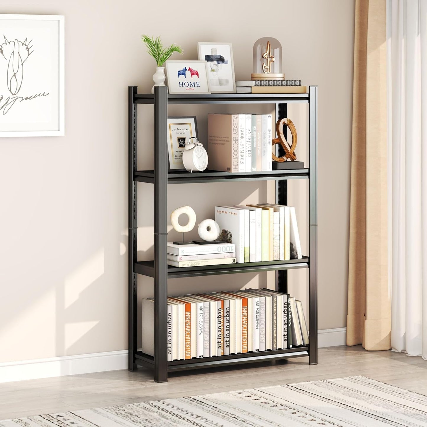 Garage Shelves,14-48''W Heavy-Duty Storage Shelves, Double-Layer Uprights, Thickened Shelves, Waterproof &Rustproof, Suitable for Indoor & Outdoor Use.