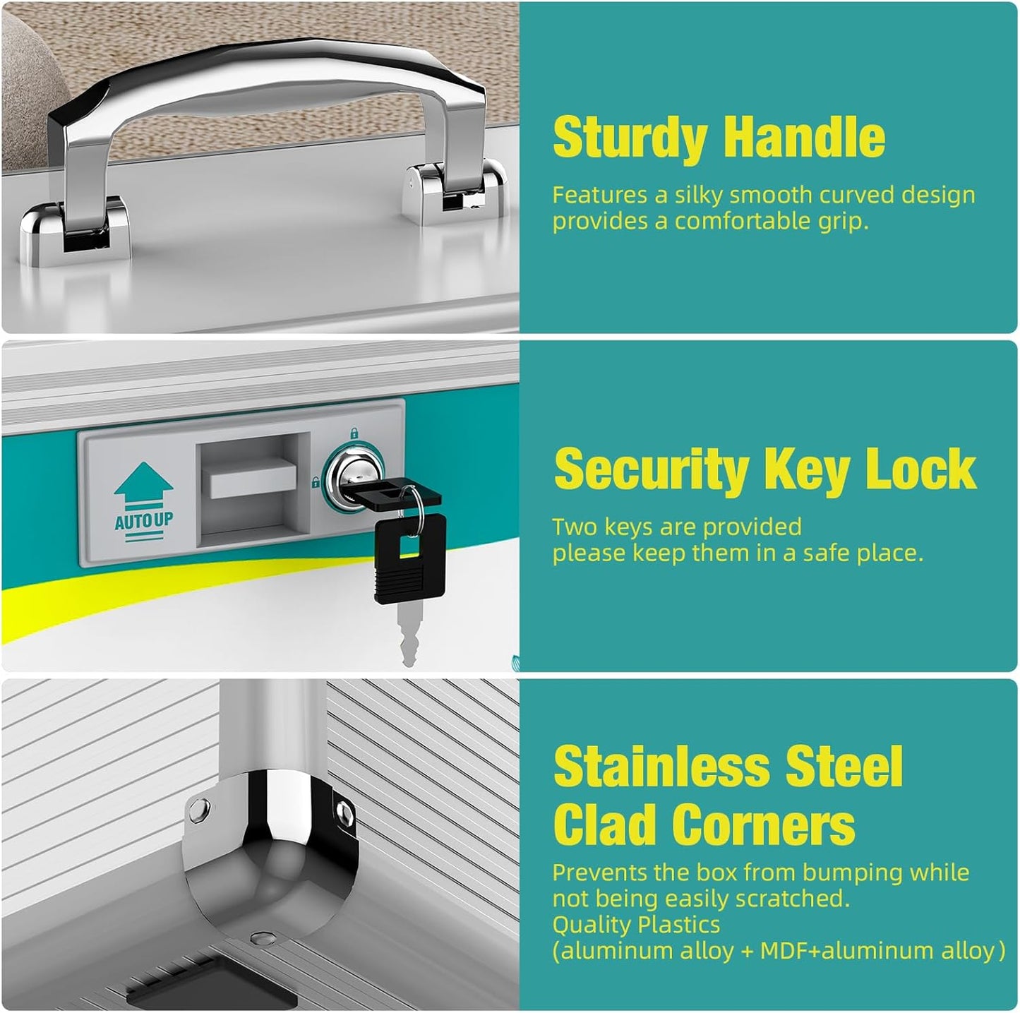Glosen Medicine Lock Box,locking medicine box, Security Lock Boxes【Large 14x8.5x7.5 Inches with removable storage pocket】 lock box, First Aid Key Safe Box for Medication