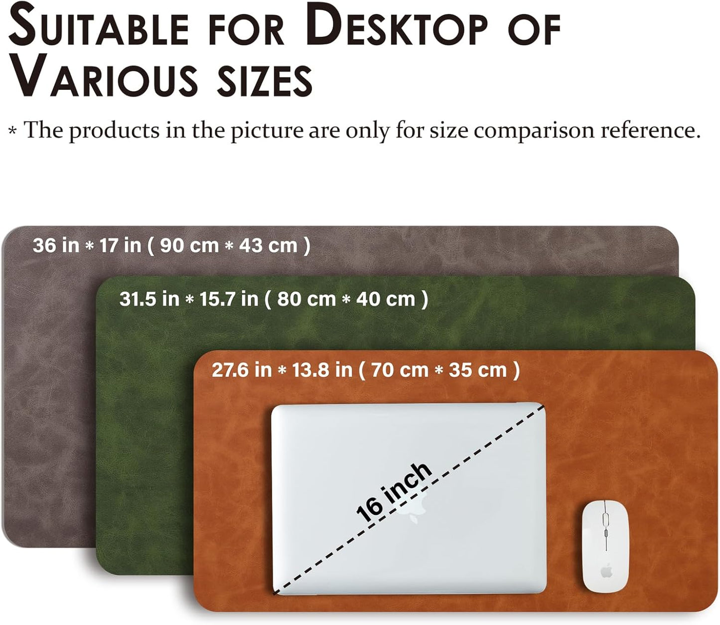 Distressed Leather Desk Mat - Non-Slip PU Desk Pad for Office and Home - Desk Organization and Accessories - Ideal for Large Mouse Pad and Desk Mats on Top of Desks(Slate Gray,27.6"x 13.8")