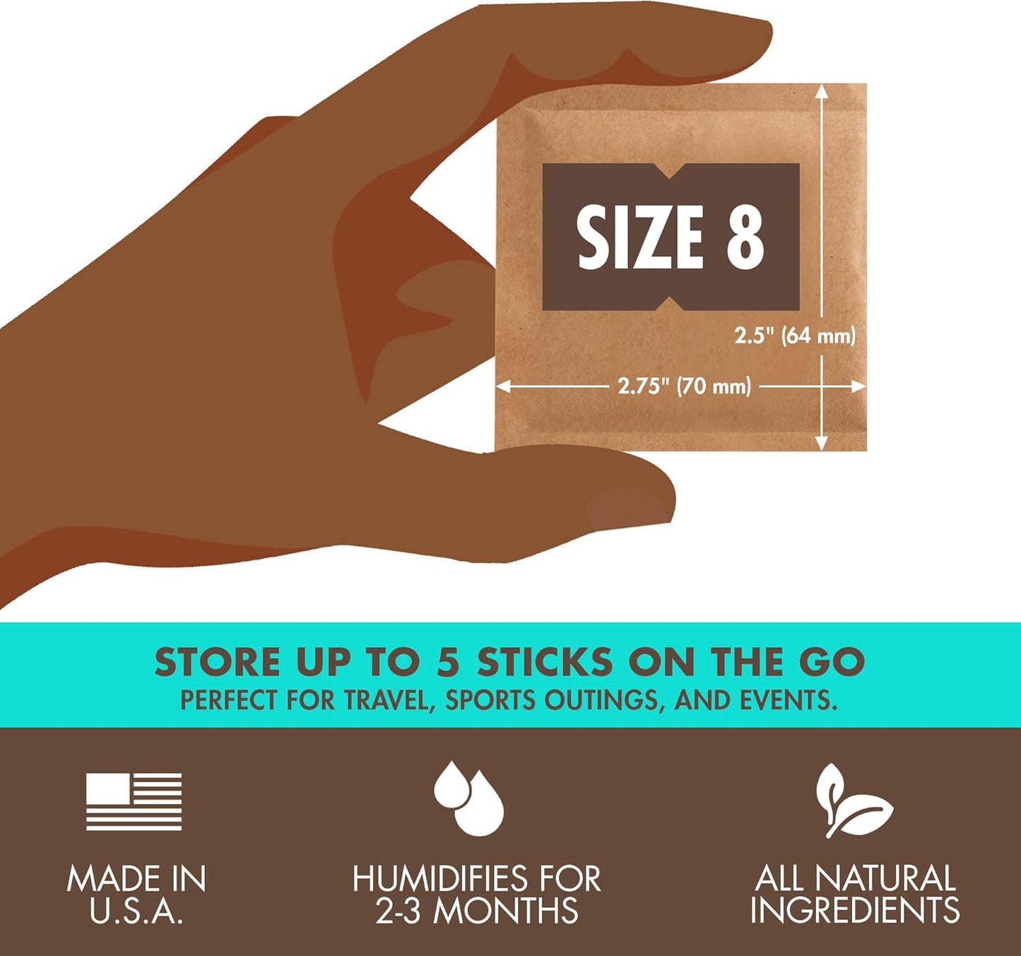Boveda 65% Two-Way Humidity Control Packs for Storing Up to 5 Items – Size 8 – 10 Pack – For Small Travel Boxes – Moisture Absorbers – Humidifier Packs – Hydration Packets in Resealable Bag