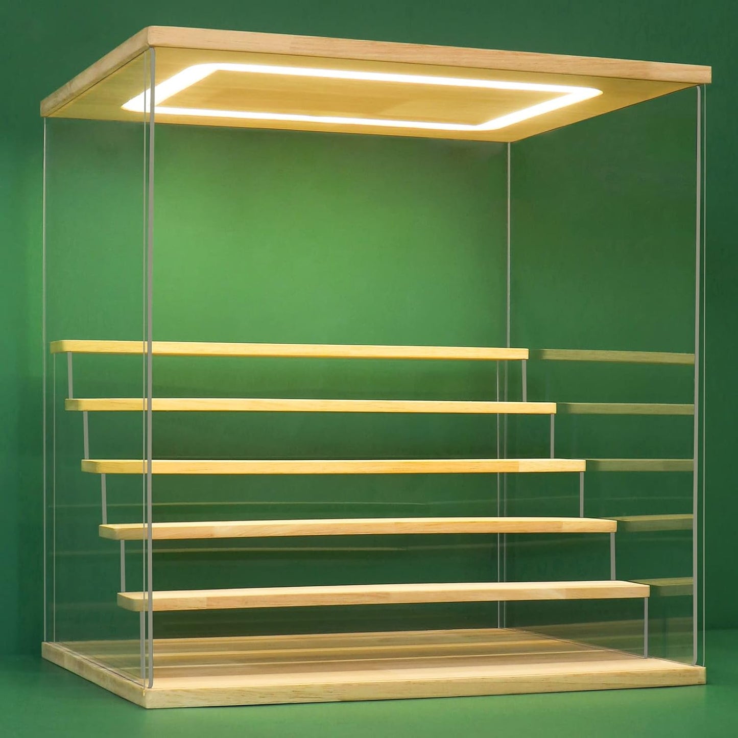 NONEMEY Clear Acrylic Display Case Stand with LED Light 2/3/4/5/6 Tier Storage Box Showcase Dustproof Organizer Box for Collectibles (6Tier 15.7*12.5*16.5inch)