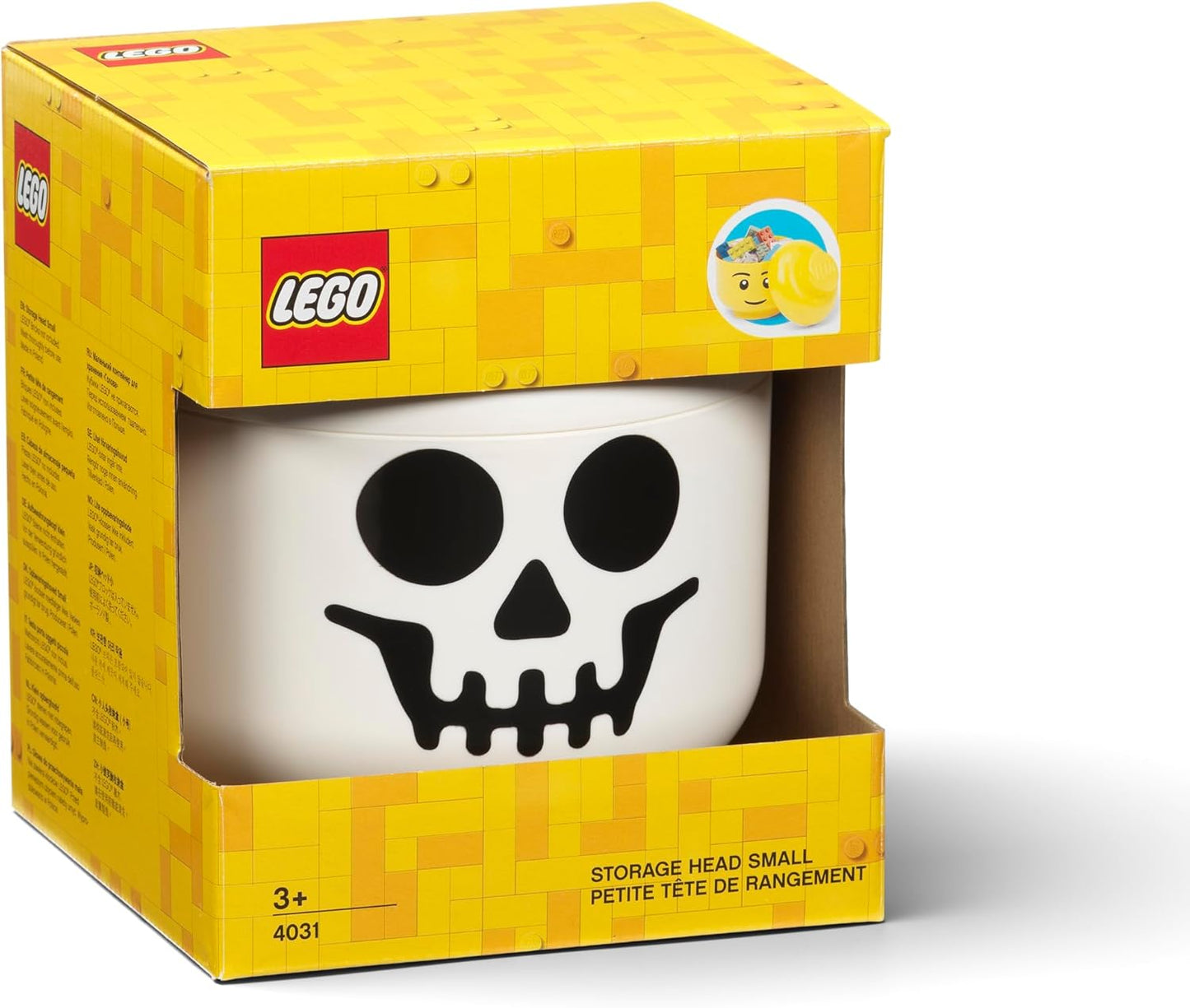 Room Copenhagen, LEGO Storage Heads Stackable Storage Container - Buildable Organizational Bins for Kid’s Toys and Accessories - 6.30 x 6.30 x 7.28in - Small, Skeleton, Holds 250 Bricks
