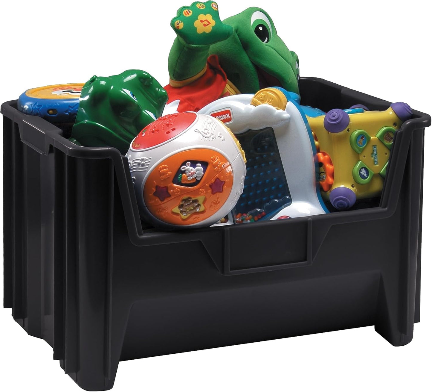 Hudson Exchange 20" x 15" x 12.5" (3 Pack) Plastic Giant Stackable Hopper Bin Container, Black