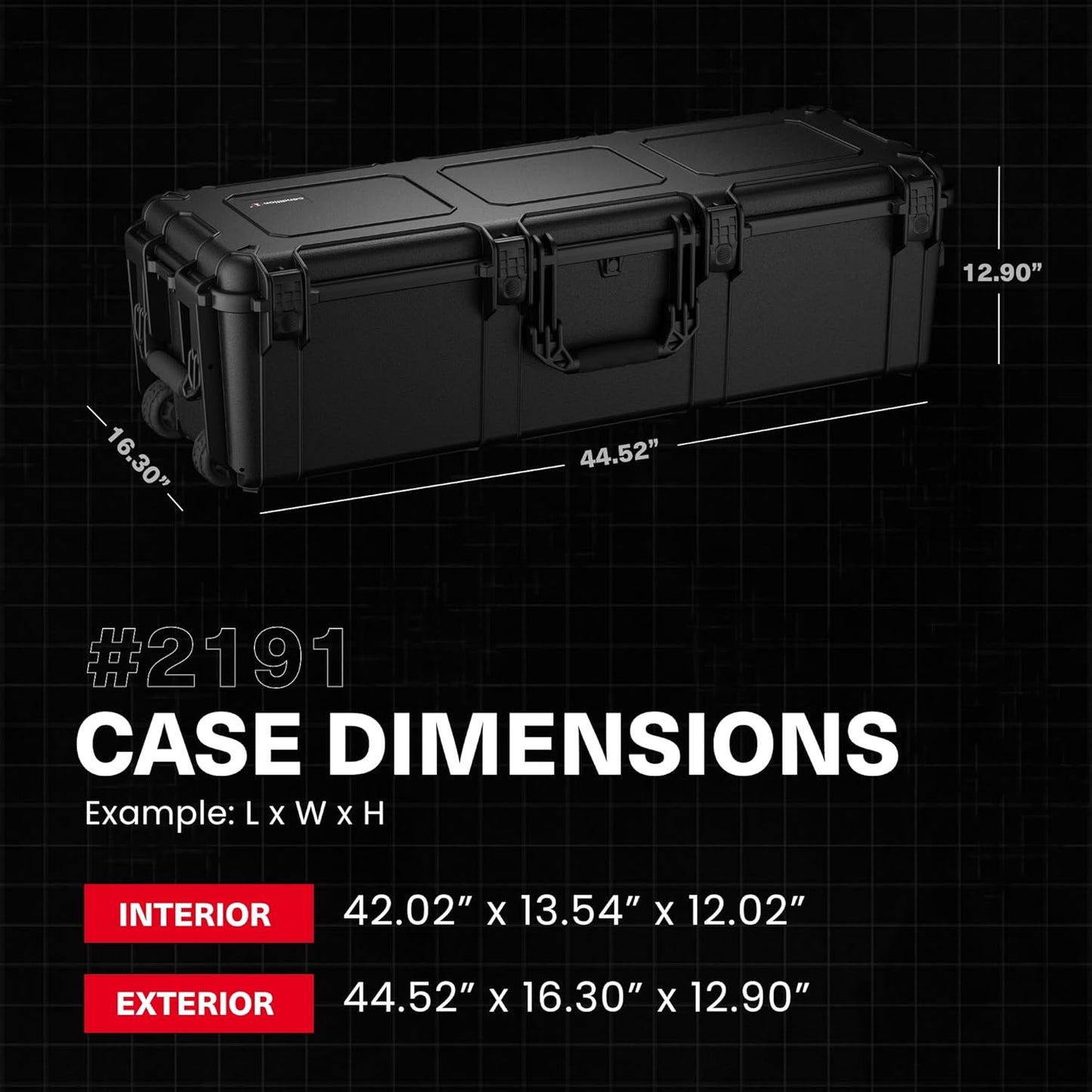 Condition 1 45" Waterproof Hard Case w/Wheels & Pluckable Foam – Lockable, IP67-Rated Waterproof, TSA Approved Storage Trunk for Gear, Camera, Equipment – Black, Made in USA, Model 2191