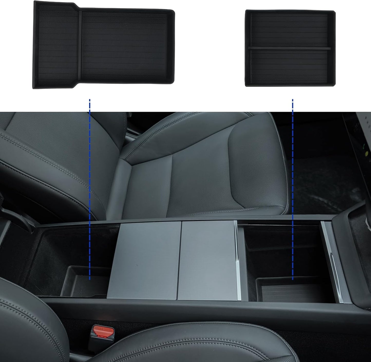 Center Console Organizer Control Lower Bottom Storage Box 4PC Compatible with 2024 2025 Tesla Model 3 Highland