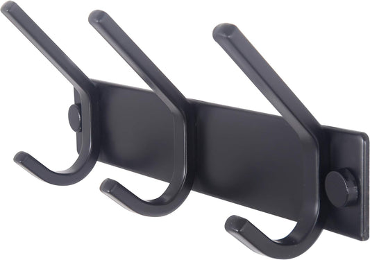 WEBI Coat Rack Wall Mounted,3 Coat Hooks for Hanging Coats,Heavy Duty Metal Hook Rack Hook Rail Coat Hanger Wall Coat Rack with Hooks for Clothes Entryway Jacket,Black