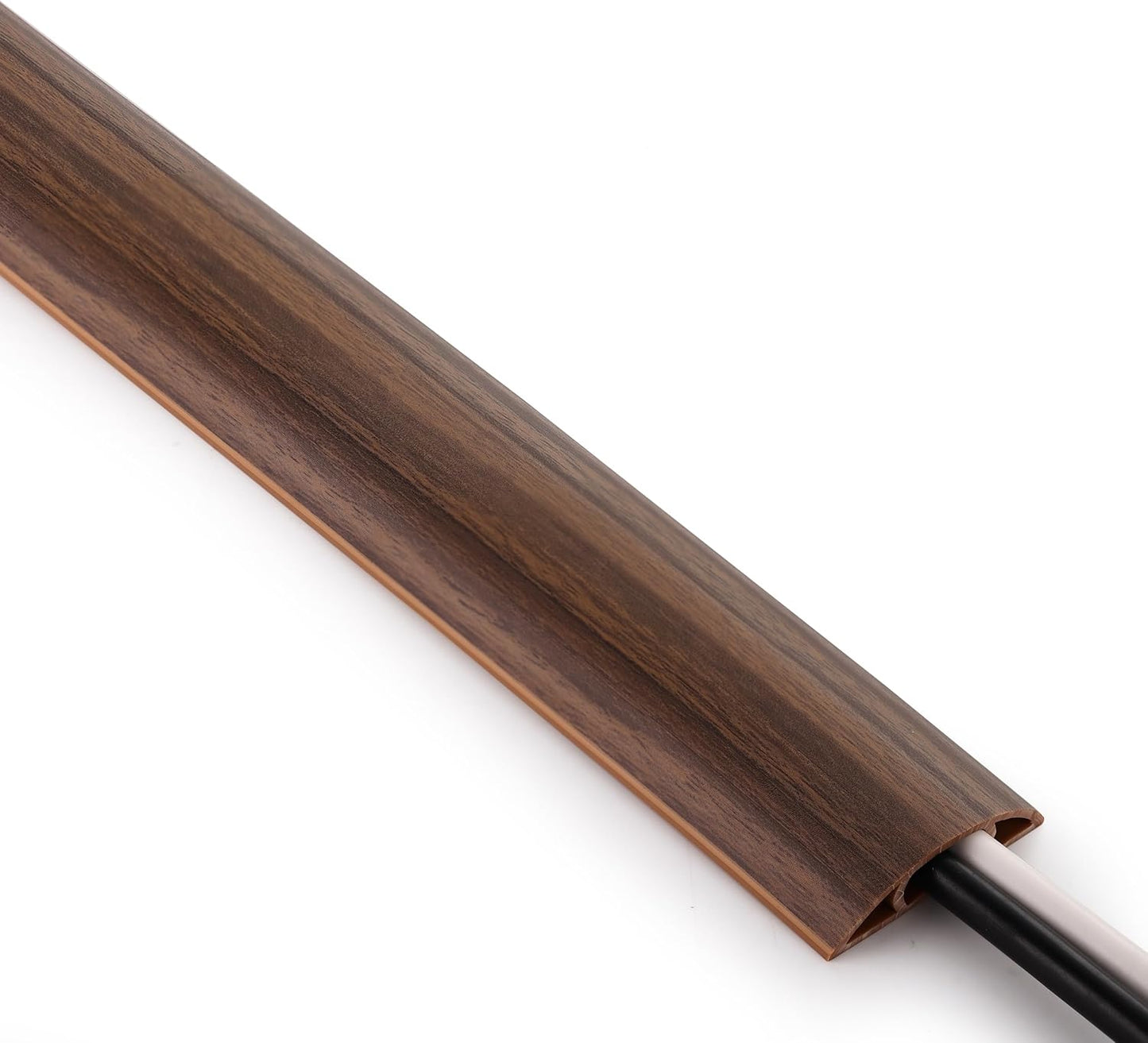 ZhiYo 5.6ft Cord Covers for Wires on Floor, Cord Hider Floor Hide Extension Cords, Soft PVC Cable Cover Cable Protector, Wire Cavity W0.62in H0.31in, Smoked Brown Wood