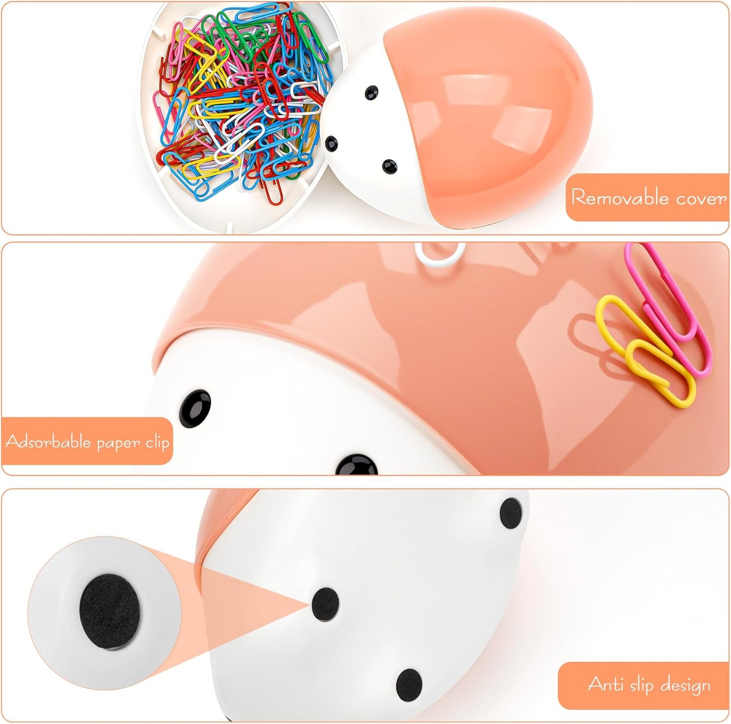 SHIDOW Hedgehog Magnetic Paper Clip Holder – Cute Desk Organizer for Office Supplies, Binder Clips, and Pins