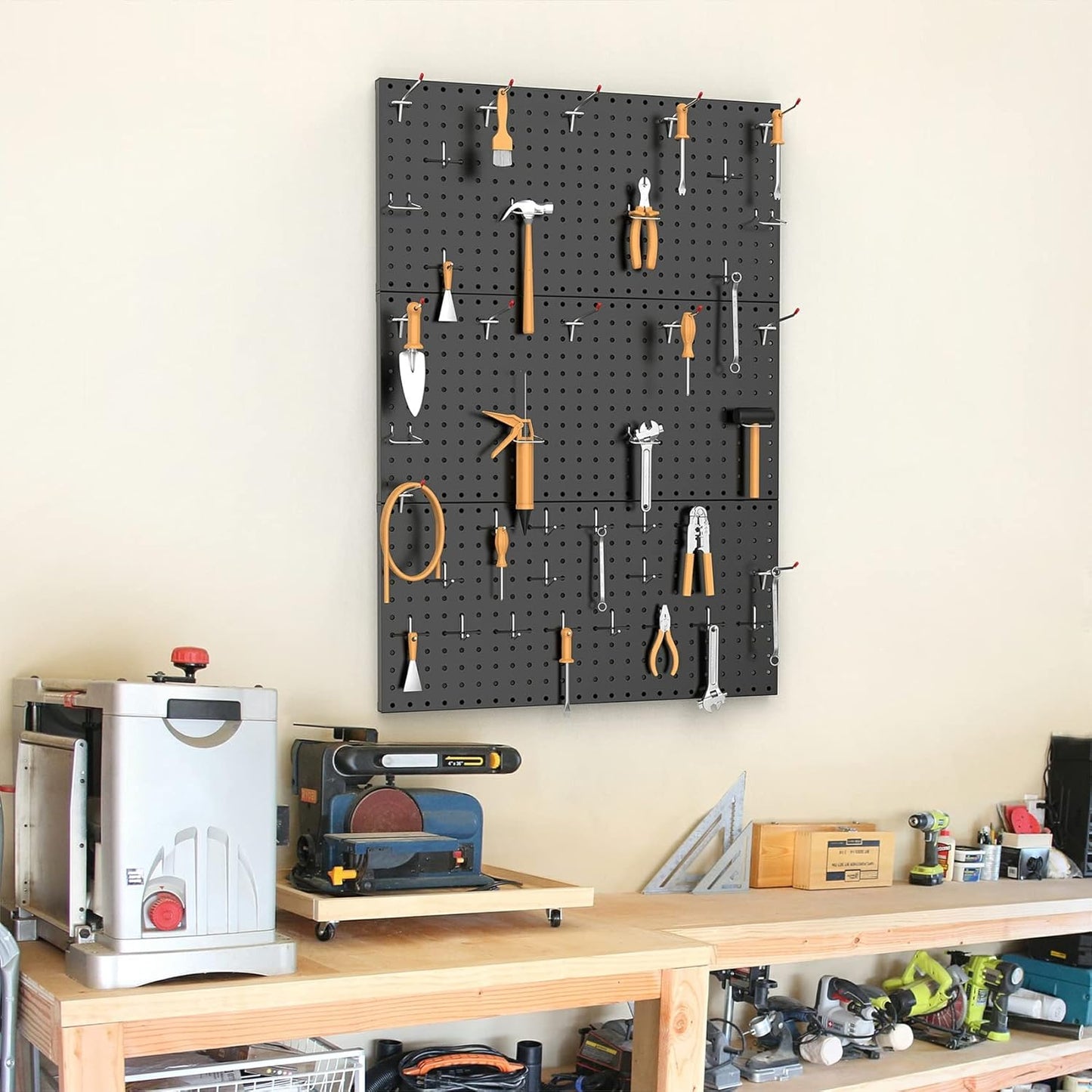 TORACK 3-Pack 12x24 inch Metal Pegboard Panels for Garage Wall, Tools Organizer Pegboard for Workbench, Workshop, Modular Peg Board Tool Storage Board for Pegs(Black)