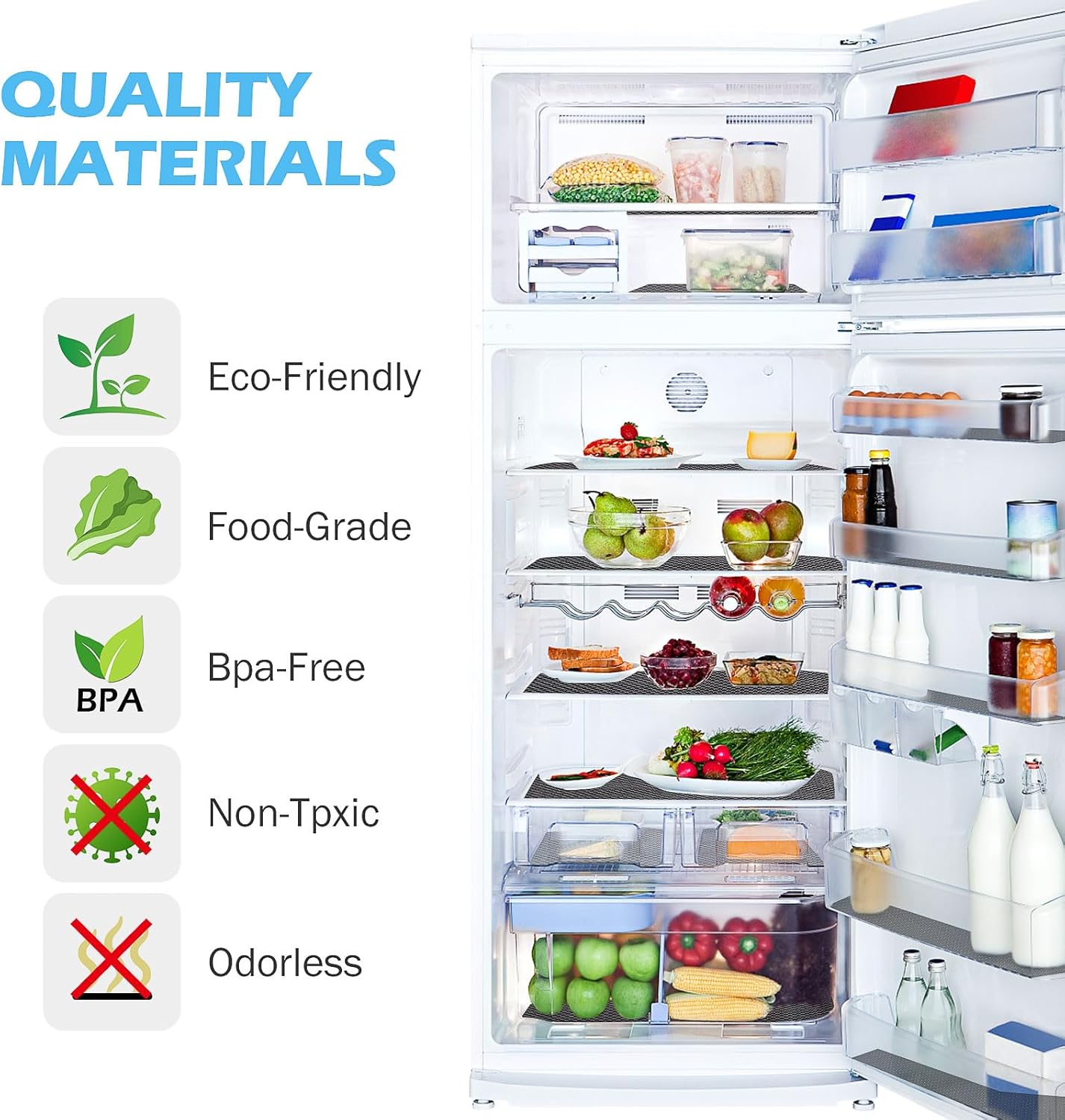 Drawer Liners, Waterproof Shelf Liner, Anti-Slip Non-Adhesive BPA Free Kitchen Cupboard Cabinet Liner Refridge Fridge Mats Sink Protector Strong Durable for Home (Black/15.7in x 20Ft)