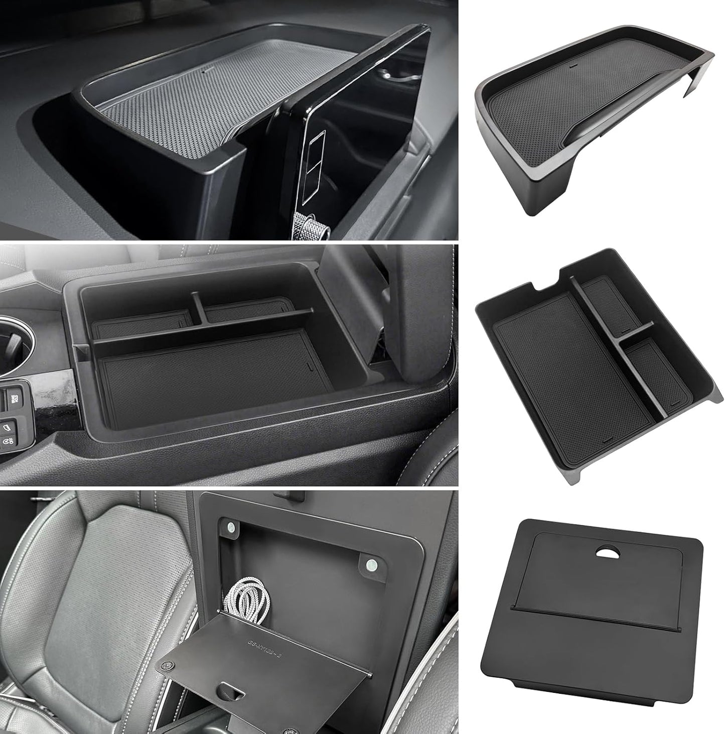 Muslogy for Pilot Center Console Organizer & Dash Storage Tray & Magnet Armrest Hidden Storage Compartment 3PCS Set Compatible with Honda Pilot 2025 2024 2023(Console +Dash Tray+Hidden Organizer)