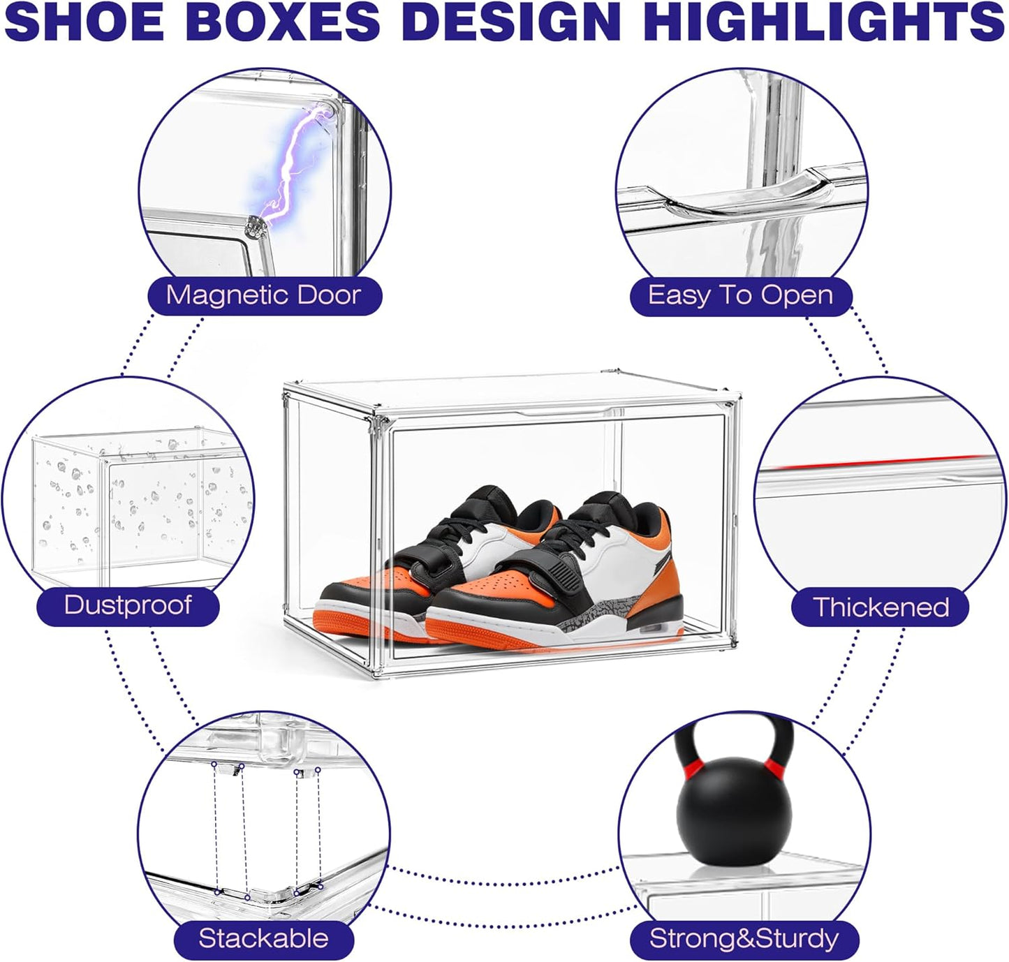 12 Pack Acrylic Shoe Large Storage Box with Magnetic Door Size 13 Clear Stackable Shoe Organizer for Closet Space Saving Shoe Cabinet Sneaker Display Case