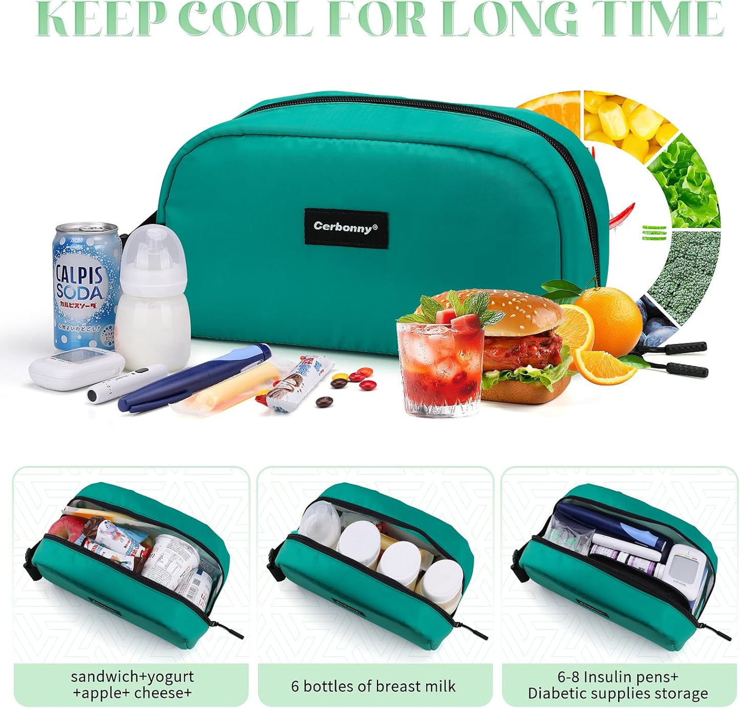 Cerbonny Small Cooler Bag Freezable Lunch Bag for Work School Travel, Leak-proof, Insulated, Waterproof, Portable, 3.5L, Iron Blue-2