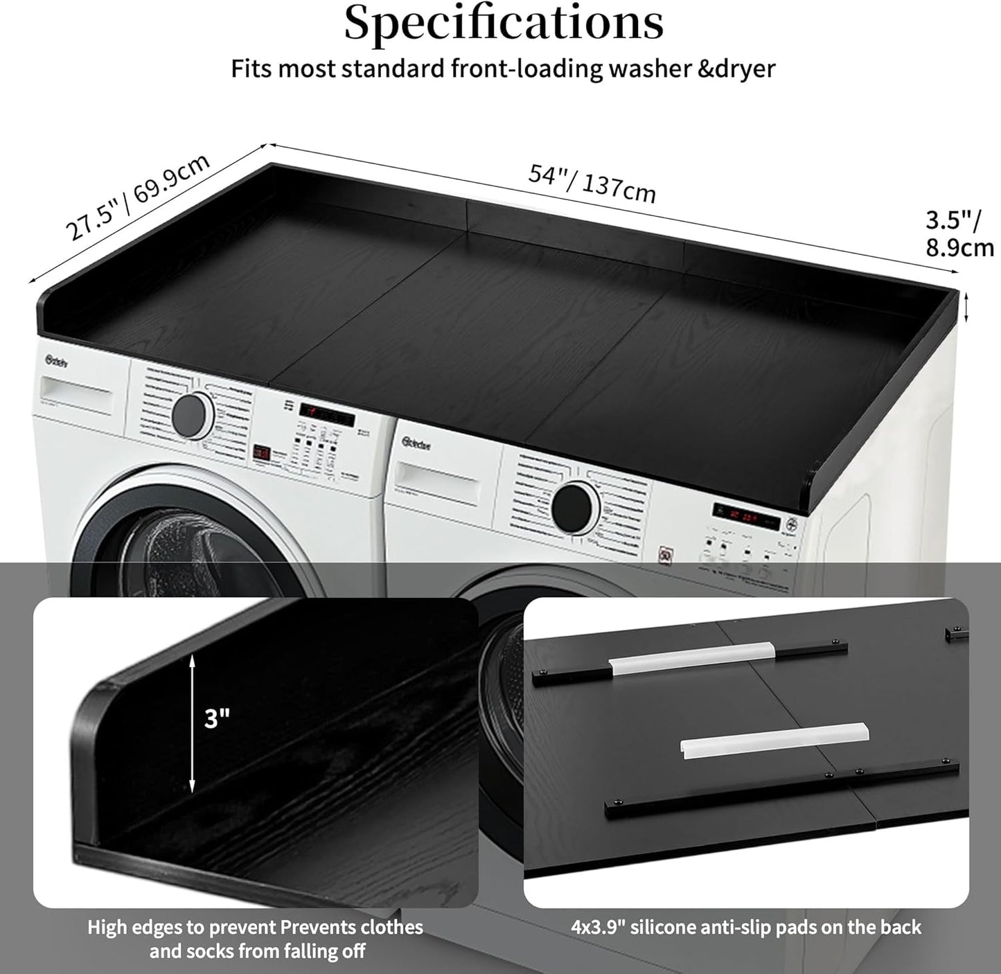 Hanobe Washer Dryer Countertop Topper : Wood Laundry Table Top - Over Washer and Dryer for Laundry Room