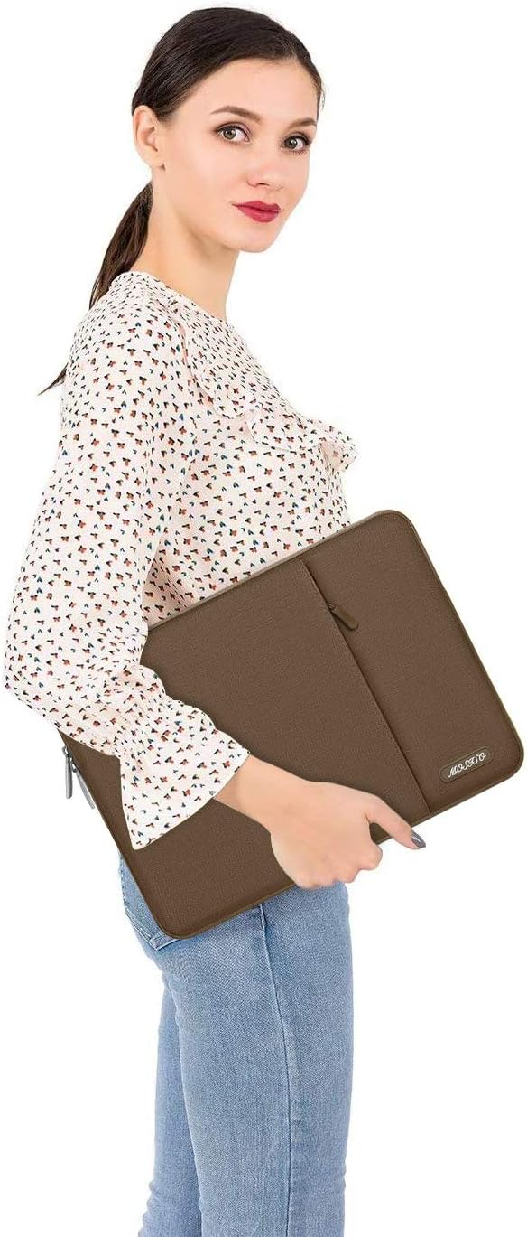 MOSISO Laptop Case 14 inch, 14 inch Laptop Sleeve Compatible with HP Lenovo Dell ASUS Acer, HP Stream, Dell Latitude, Lenovo IdeaPad, Polyester Vertical Computer Sleeve Bag with Pocket, Brown