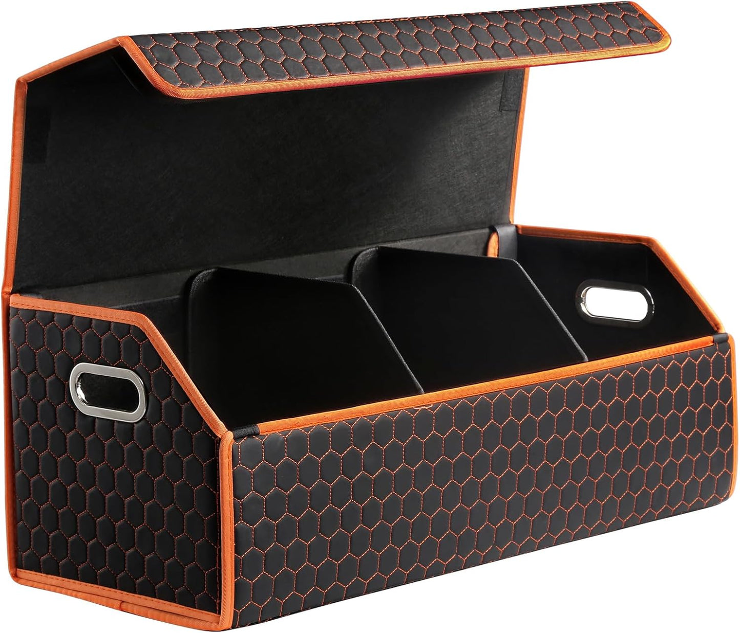 Car Organizers and Storage - Trunk Organizer for Suv Car,Car Trunk Leather Storage Box,Extra Large,Magnetic Lid,Collapsible and Adjustable