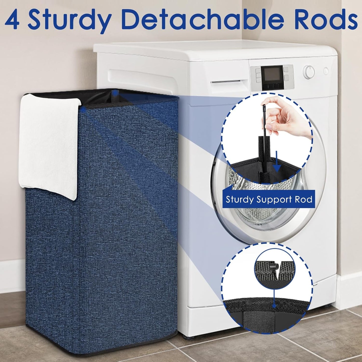 SNIGJAT Large Laundry Hamper, Tall Laundry Hamper with Sturdy Handles, Hampers for Laundry, Rectangular Dirty Clothes Hamper for Bedroom, Extra Large Laundry Basket for Clothes Toys, 80 L