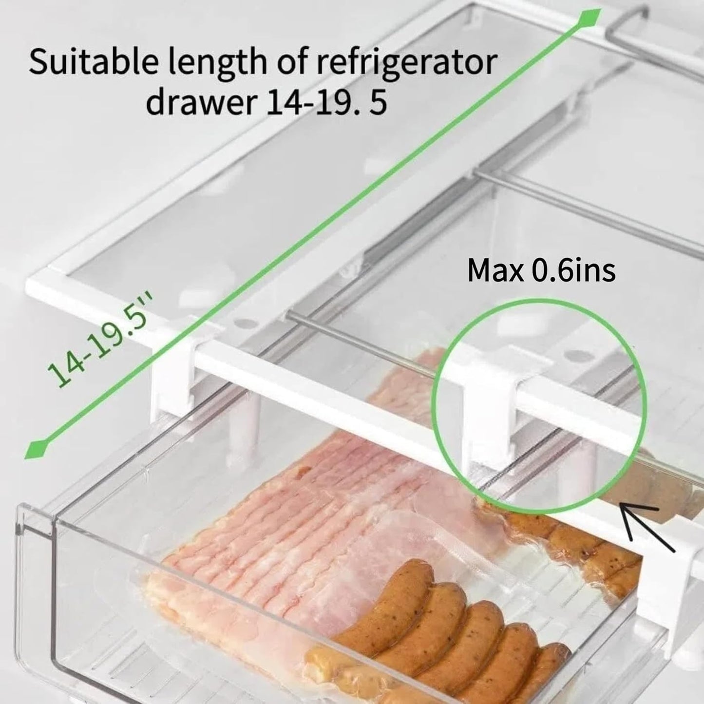 vacane Fridge 28 Egg Drawer Pull Out,Clear Egg Holder Tray for Refrigerator With Handle, Refrigerator Organizer Bins Heavy Duty-L With Egg Tray