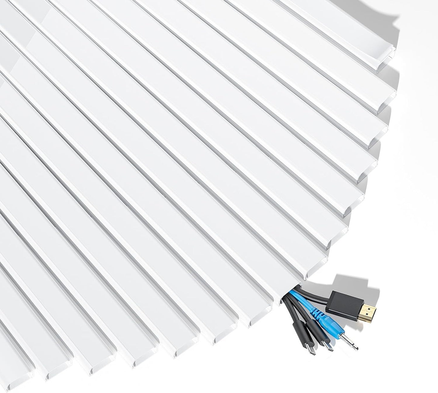 Yecaye 235in Wall Cord Hider for 3-4 Cords, On-Wall Cord Cover Channel, Long Cable Concealer, Cable Cover Cords Management for Home Office, W1.18in H0.63in, White