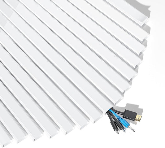 Yecaye 235in Wall Cord Hider for 3-4 Cords, On-Wall Cord Cover Channel, Long Cable Concealer, Cable Cover Cords Management for Home Office, W1.18in H0.63in, White