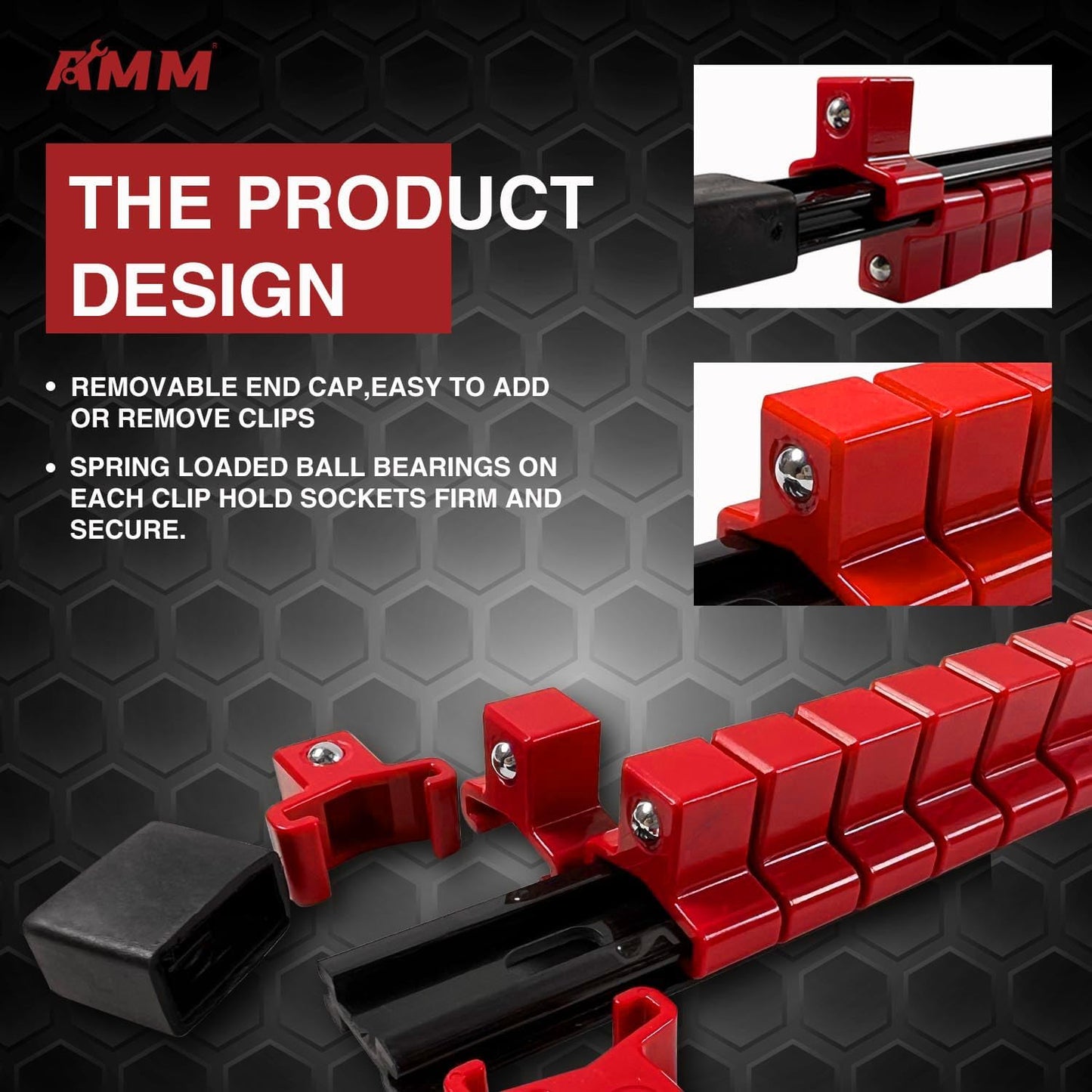 AMM 9-Piece Socket Organizer, 1/2, 3/8 & 1/4 inch Drive ABS Socket Holder, Heavy Duty Socket Racks