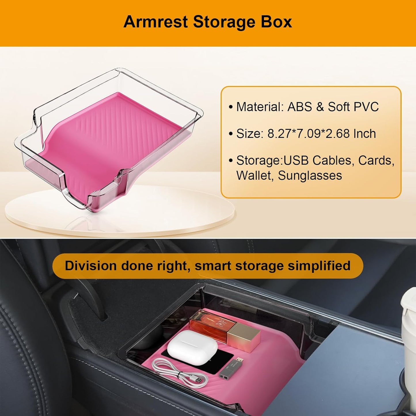 Center Console Organizer Tray 5PCS for Tesla Model Y Accessories 2024-2020(Not Fit Model Y Juniper), Armrest Storage Tray and Hidden Storage Box, Cup Holder Insert, Under Seat Storage Box