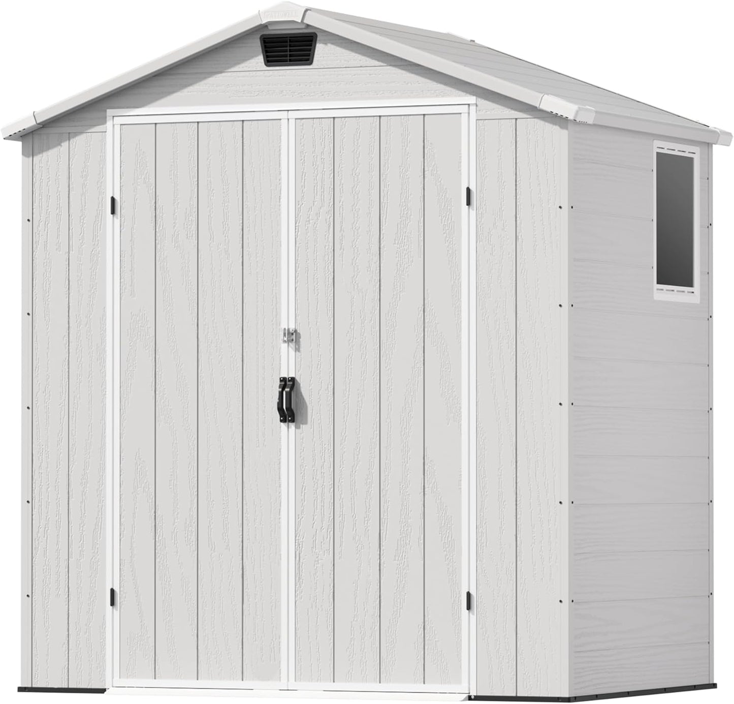 Patiowell 6X4 FT Outdoor Storage Shed, Plastic Tool Sheds with Lockable Door and Window, Weather-Resistant Garden Shed with Floor for Backyard, Patio, Easy Assembly, Light Grey