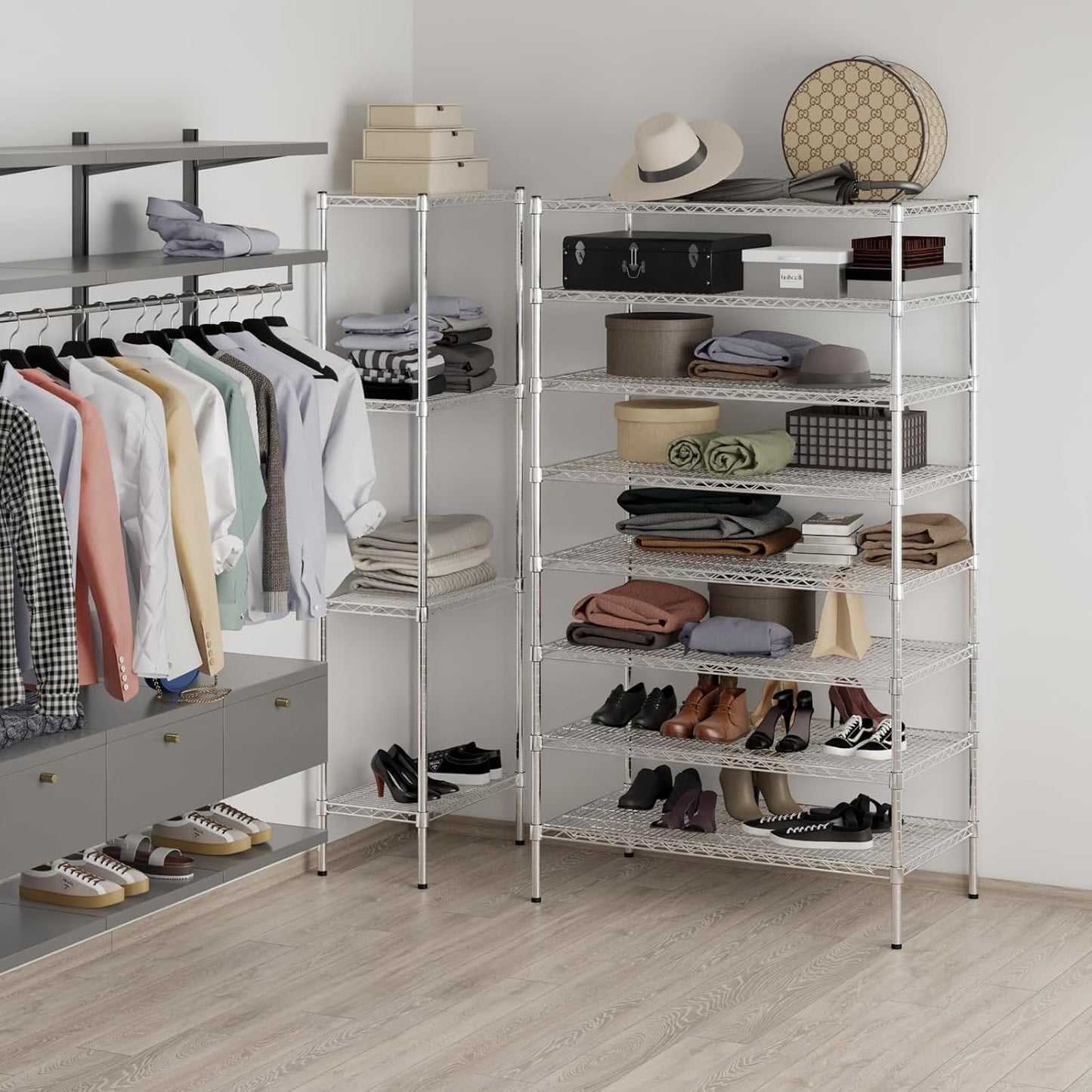 24" Deep x 42" Wide x 74" Height Wire Shelving Kit | 8-Tier | NSF Commercial Storage Rack Unit