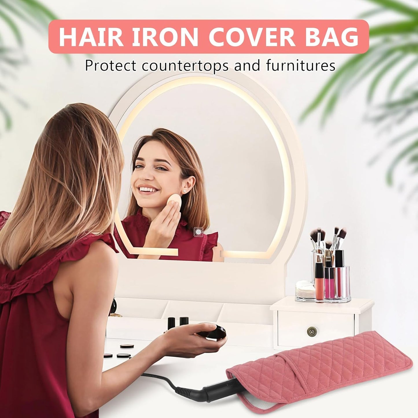 Heat Resistant Hair Tools Organizer Bag Portable Travel Storage Cover Pouch for Hair Straighteners, Curling Irons, Flat Irons and Hot Styling Tools(13.8" x 5.5")
