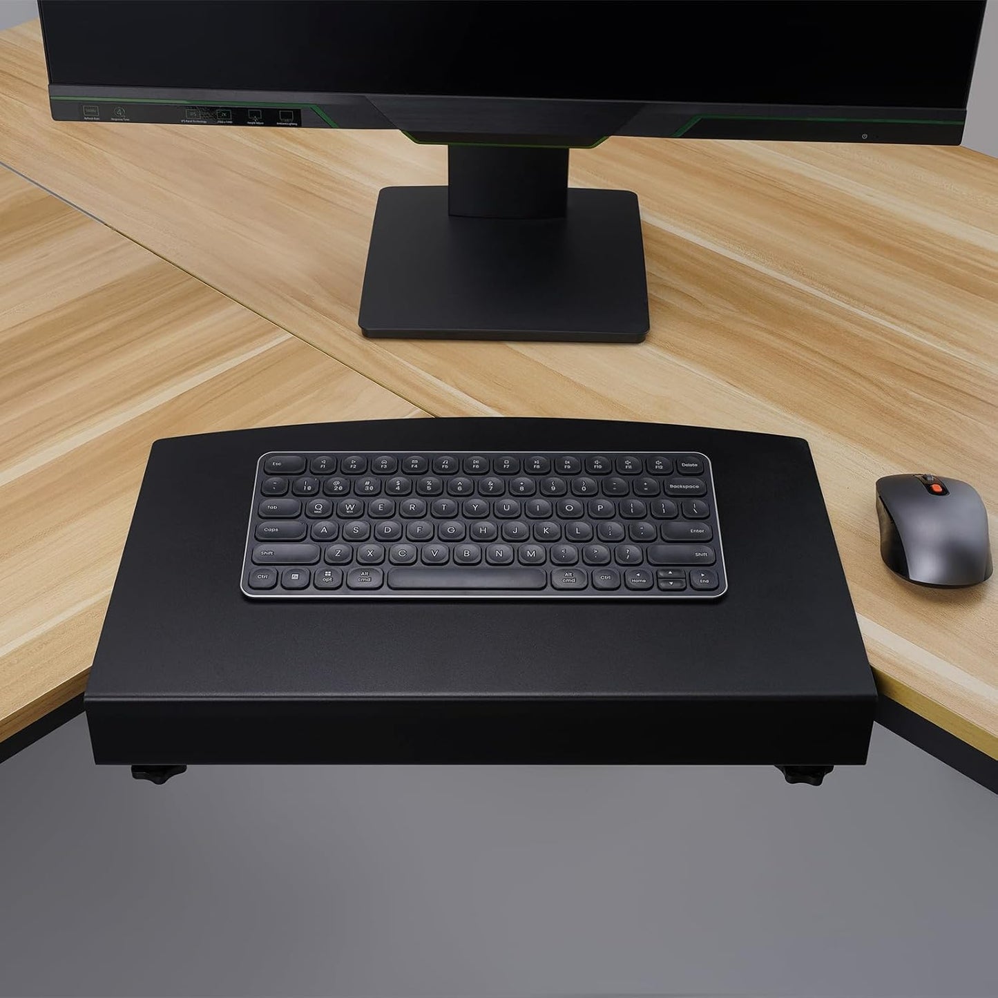 17 inch Corner Desk Connector Platform for Mounting Under-Desk Keyboard Trays on L-Shaped Workstations,Platform Extender Attachment (Black)