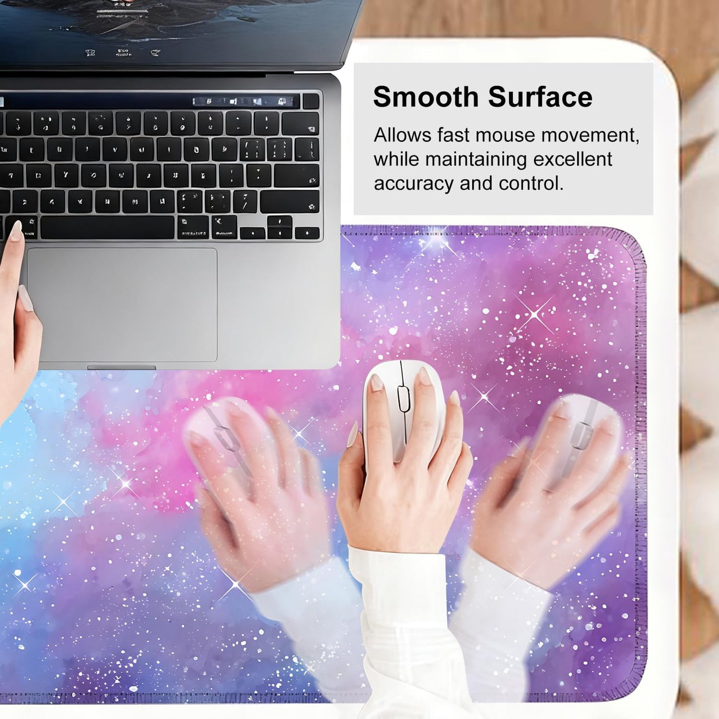 Galaxy Mouse Pad Large, Extended Gaming Desk Mat – 31.5 x 11.8 in – Watercolor Nebula Starry Sky Design, Stitched Edges, Non-Slip Base, Keyboard and Mouse Pad for Office & Home