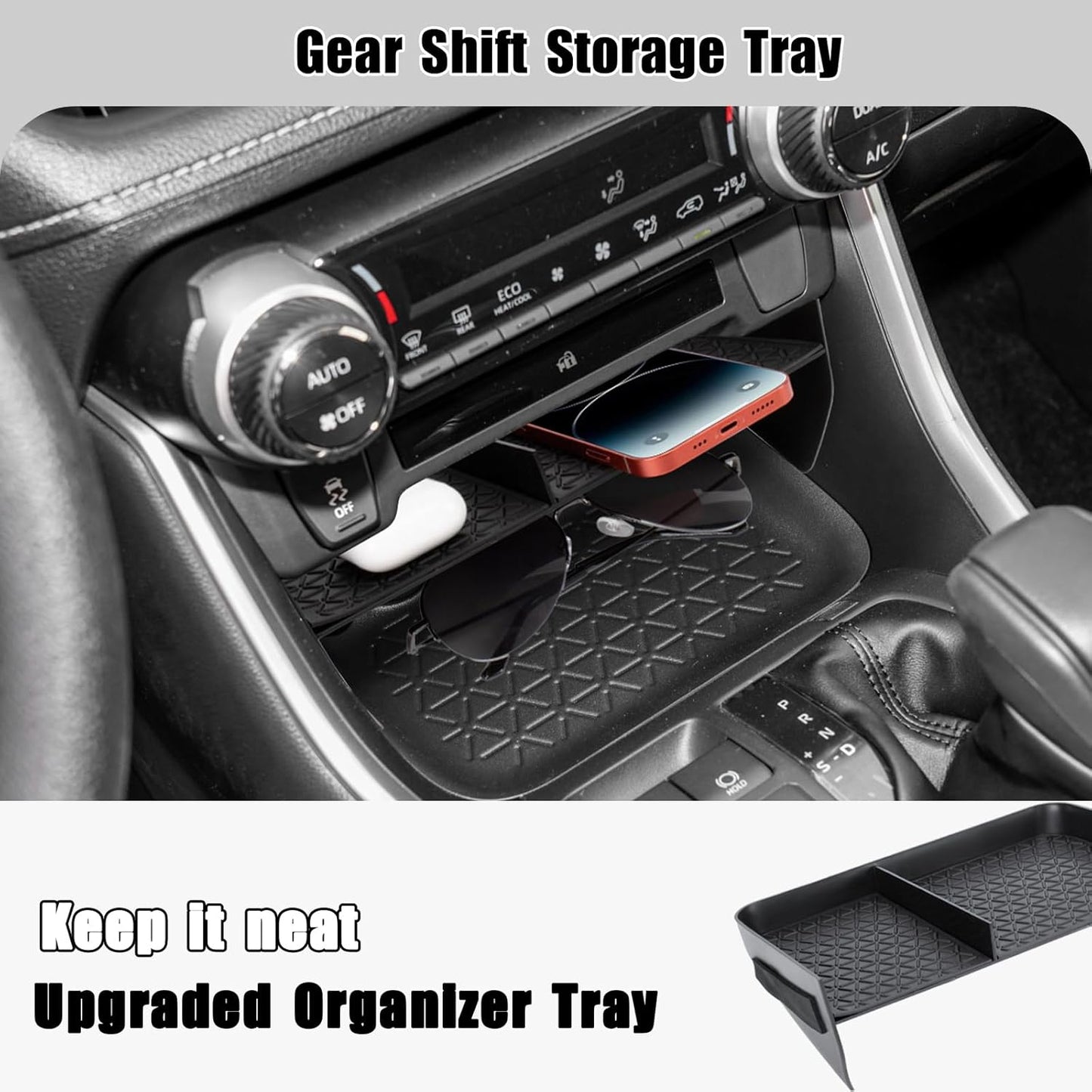Center Console Organizer Compatible with Toyota RAV4 2024 2023-2019 Gear Shift Storage Tray Insert Divider Slot Box Secondary Interior Accessories