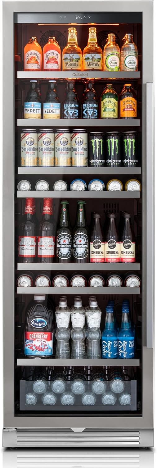 Ca'Lefort Beverage-Refrigerator 24 Inch, Tall Beverage Fridge Cellars Large Bar Drink Cabinet Built-in or Freestanding with Glass Door, Beer Cooler for Bottles and Cans Beer/Soda/Water/Wine