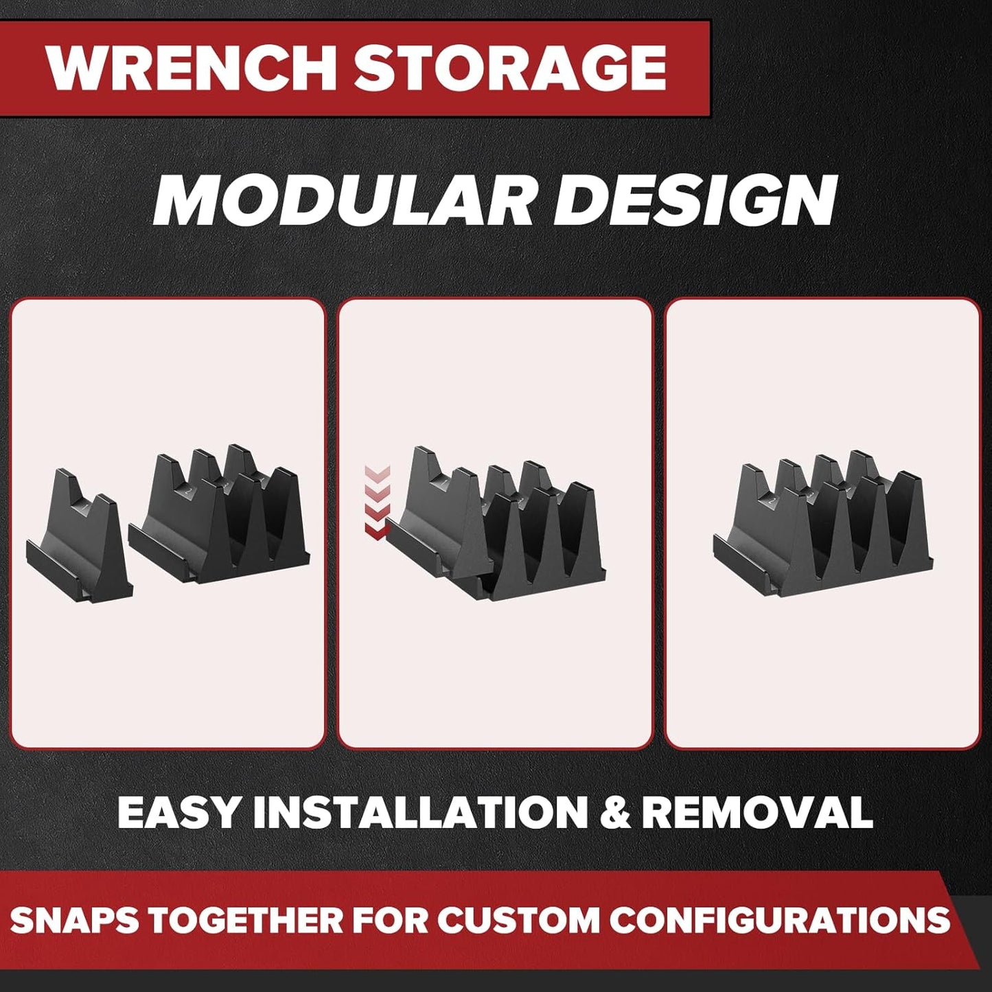40PCS Magnetic Wrench Organizer Wrench Holder - Wrenchs Tool Organizers for Tool Drawer Storage, Wrenchs Storage Set with Metric & SAE Label, Tool Gift for Professional Mechanics Men, Black