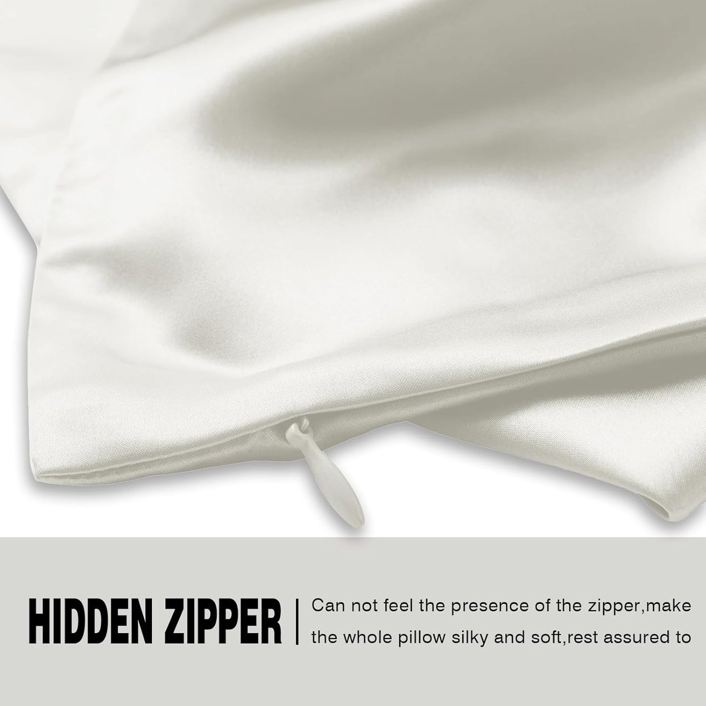 Mulberry Silk Pillow Cases for Hair and Skin Queen Size Silk Pillowcase with Zipper Soft Breathable Smooth Cooling Satin Silk Pillow Covers for Sleeping (Ivory,20"X 30",1Pcs)