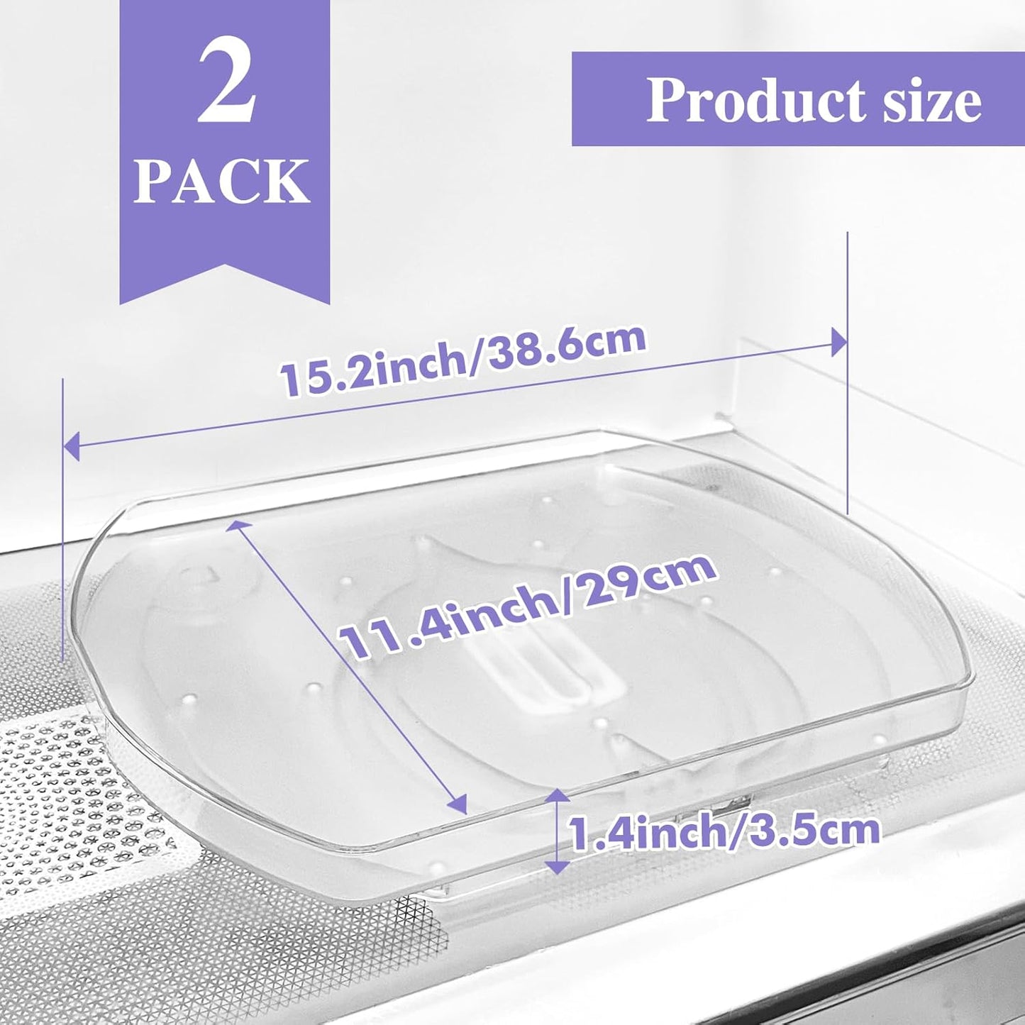 360° Rotating Lazy Susan Turntable - Multifunctional Rectangular Organizer for Refrigerator, Cabinet, Pantry, and Kitchen Countertop (15.2" x 11.4", 2 Pack)