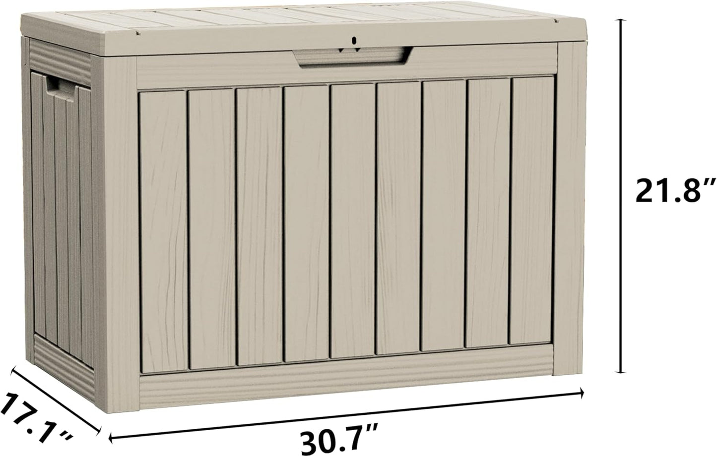 TARKARI 45 Gallon Lockable Resin Deck Box, Waterproof & UV-Resistant Outdoor Storage Box for Outdoor Cushion Storage, Garden Tools & Pool Accessories Storage, Gray