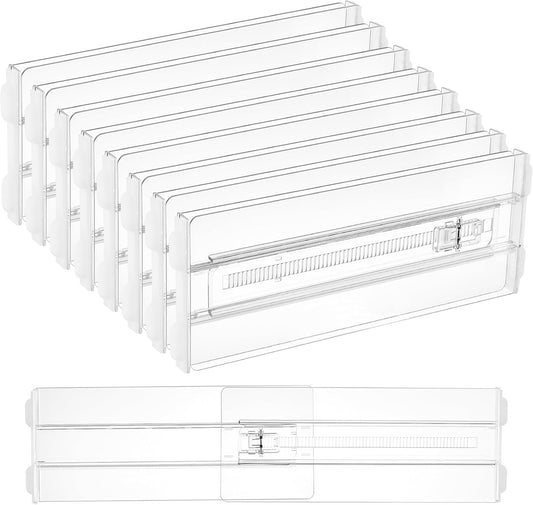 Vtopmart 8 Pack Drawer Dividers for Clothes, 4" High 10.2"-16.5" Adjustable Expandable Dresser Drawer Organizer, Clear Plastic Separators for Dresser, Baby Clothing, Underwear, Cosmetic, Toiletries