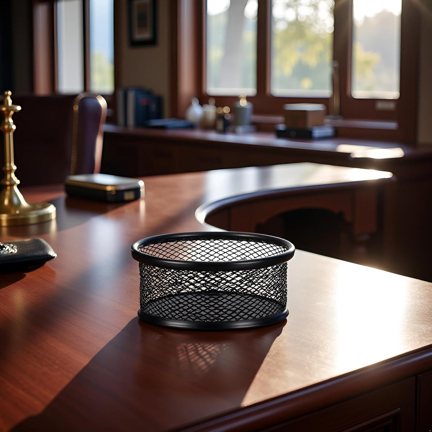 Black Metal Paper Clip Holder Mesh Paperclip Bowl Binder Clip Dispenser Desk Bobby Pin Container Organizer for Home Office Classroom School Desk Supplies Holders