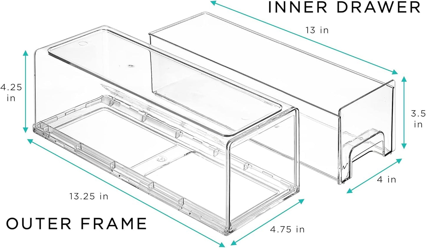 Sorbus Small Wide Clear Storage Drawers (6 Pack) – Stackable Storage Drawers for Pantry, Fridge, or Cabinet – Slide Out Clear Bins with Handles for Organizing
