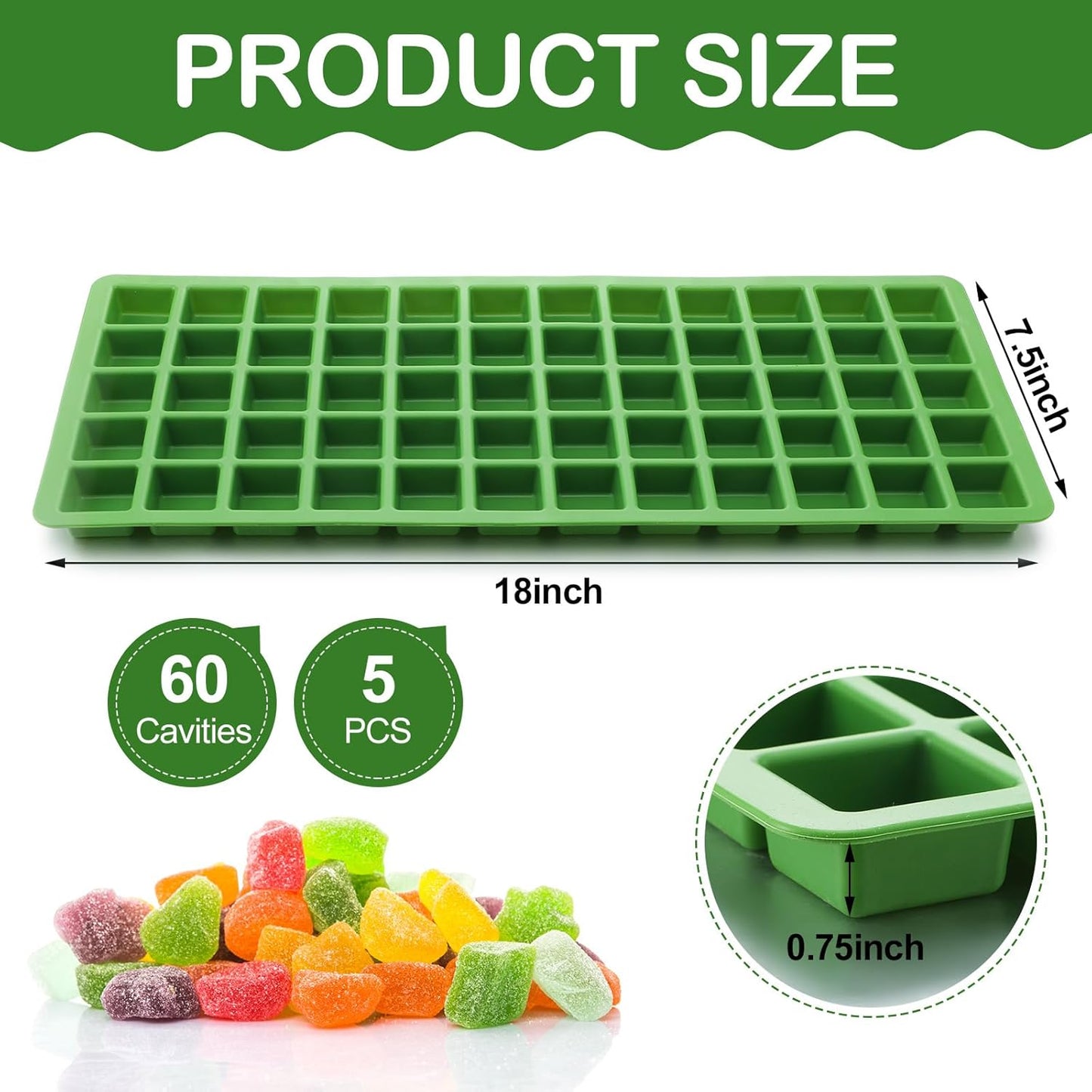 5 Pcs Silicone Food Molds for Harvest Right Freeze Dryer Harvest Right Medium Square Trays Dividers Food Mold for Fruit Vegetable Cake Freeze Drying Accessories (Medium)