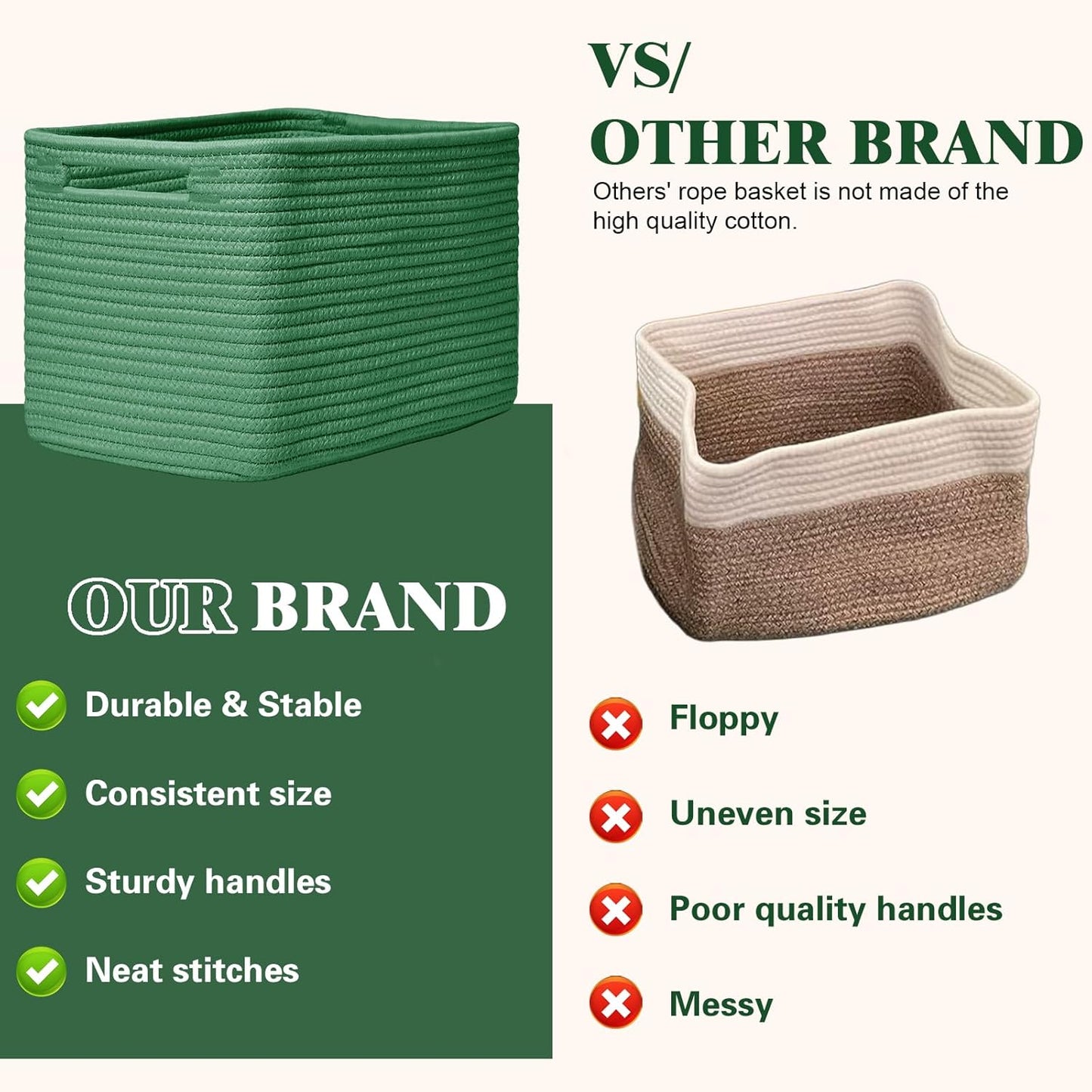 Storage Baskets for Organizing, 4 Pack Storage Baskets for Shelves, Woven Basket for Shelves, Closet Organization, Rectangle Organizer Basket Gifts Empty, 13"Lx8.7"Wx7.9"H Decorative Bins with Handles