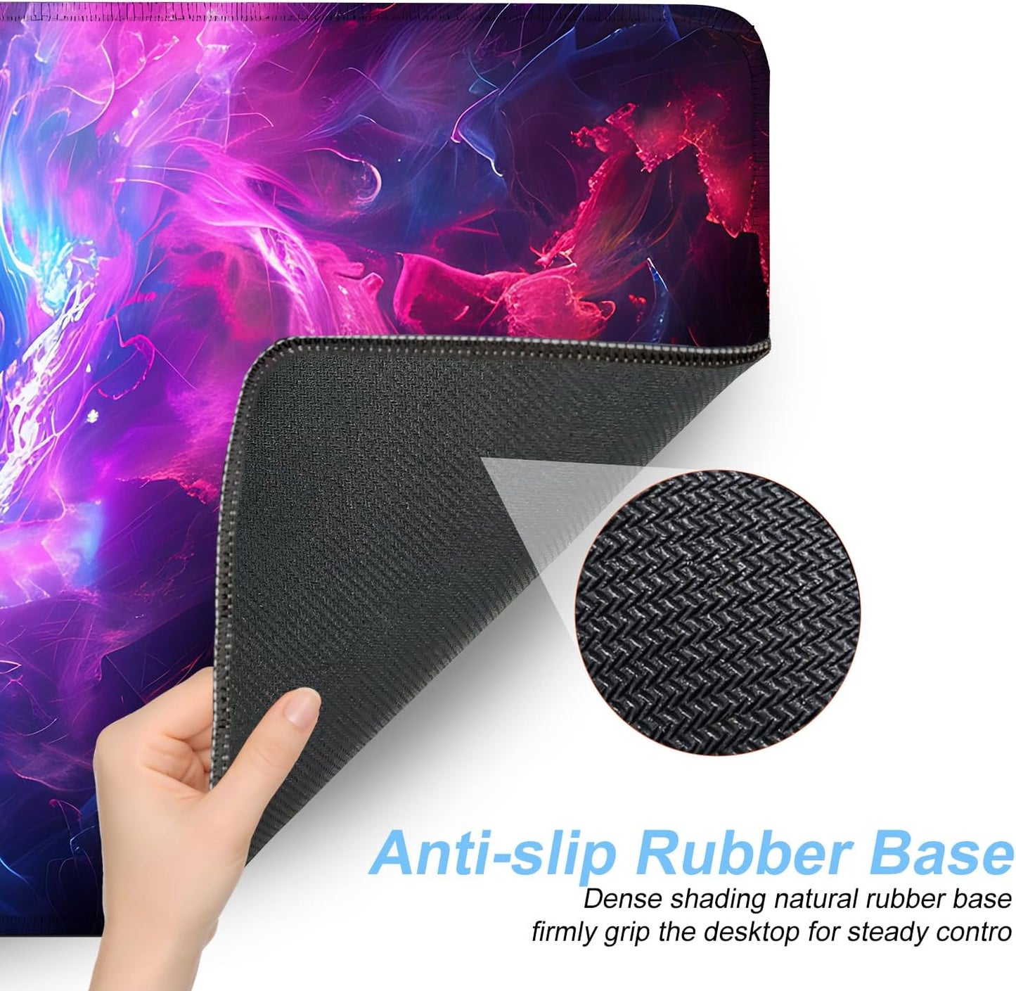 Galaxy Swirl Mouse Pad XXL – Large Extended Desk Mat with Blue & Pink Energy Nebula, Cosmic Gaming Mousepad with Non-Slip Base for PC, Office, Streamers,31.5 x 11.8 in